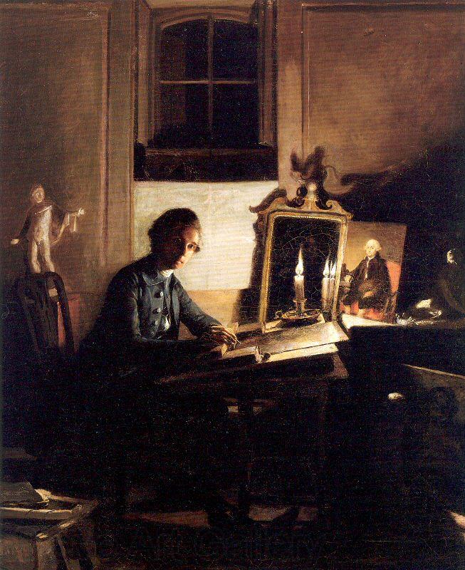 Paye, Richard Morton Self-Portrait While Engraving Norge oil painting art